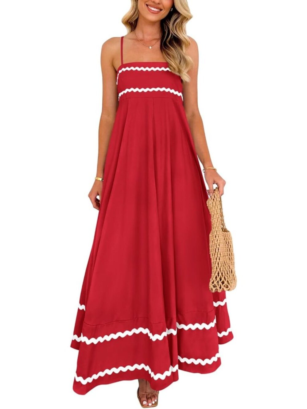 Boho Maxi Dress for Women - Summer Spaghetti Strap, Flowy, Casual, Beachwear